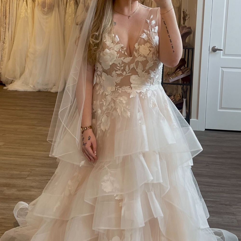 Elegant Cream Layered Wedding Gown